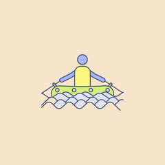 man on inflatable boat field outline icon. Element of outdoor recreation icon for mobile concept and web apps. Field outline man on inflatable boat icon can be used for web