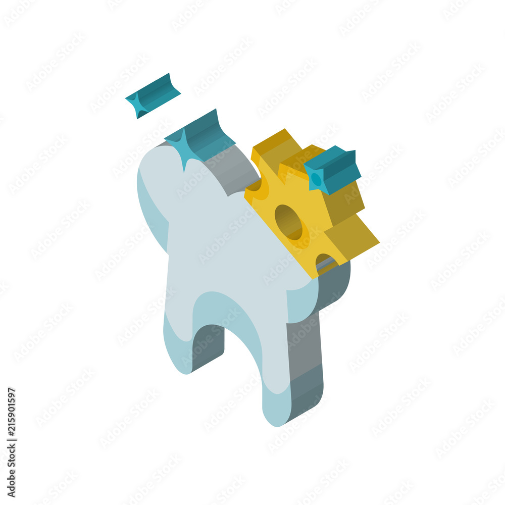 Poster Tooth isometric right top view 3D icon