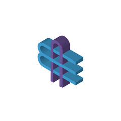 AE or EA isometric right top view 3D icon