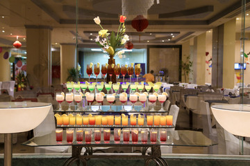 A table with cocktails