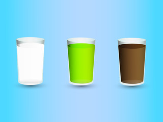 Glasses of drinks for restaurant business vector illustration