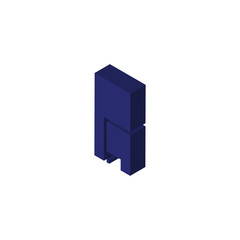 PQ or QP isometric right top view 3D icon