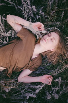 Summer portrait of blonde female
