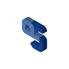 QS or SQ isometric right top view 3D icon