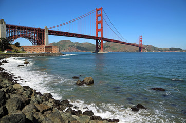 Fototapeta na wymiar Golden Gate Bridge from Fort Point - San Francisco, California