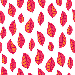 Fototapeta premium Floral seamless pattern with fallen leaves. Autumn. Leaf fall. Colorful artistic background. Can be used for wallpaper, textiles, wrapping, card, cover. Vector illustration, eps10
