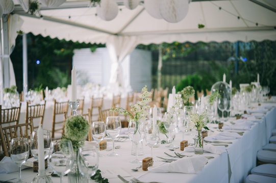 Table Setup For An Outdoor Party, Outdoor Wedding Table.