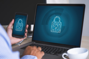 CYBER SECURITY Business, technology,Firewall Antivirus Alert Protection Security and Cyber