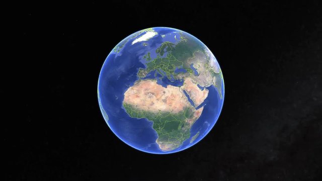 Iran with flag. 3d earth in space - zoom in Iran outer, created using ultra high res NASA