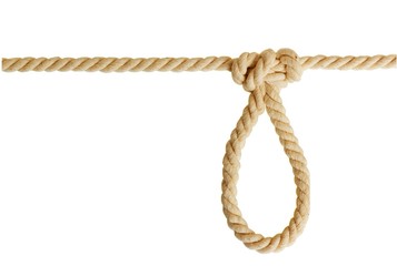 Butterfly knot on white rope