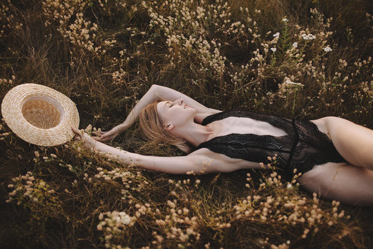 Summer portrait with beautiful blonde woman