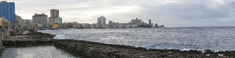 Fototapeta premium Skyline aerial view with road by the beach