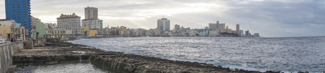 Naklejka premium Skyline aerial view with road by the beach