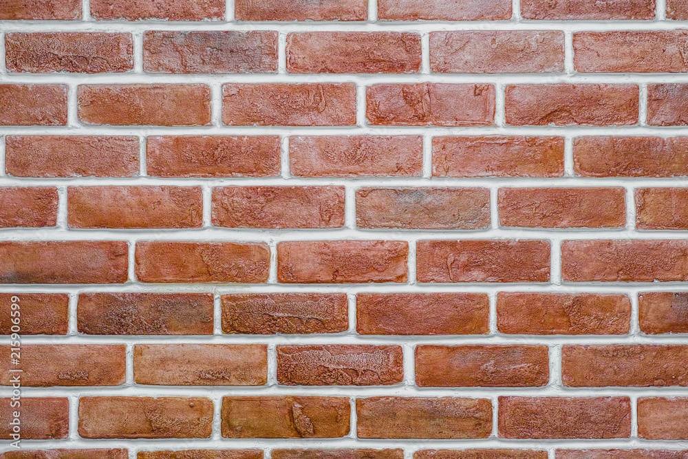 Poster Red brick wall Texture Design. Empty red brick Background for Presentations and Web Design. A Lot of Space for Text Composition art image, website, magazine or graphic for design