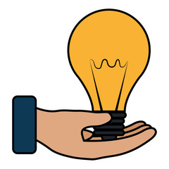 hand with bulb light vector illustration design