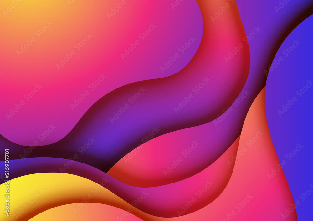 Poster Fluid gradient color paper cut abstract background.Vector illustration.