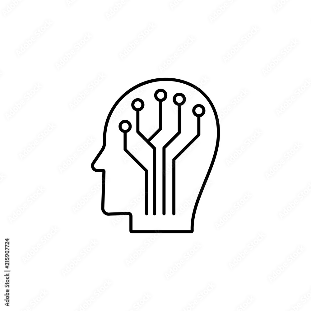 Poster digital thinking icon. Element of intelligence icon for mobile concept and web apps. Thin line digital thinking icon can be used for web and mobile