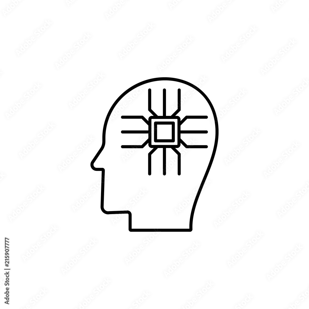 Poster chip in person icon. element of intelligence icon for mobile concept and web apps. thin line chip in
