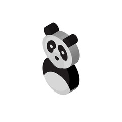 panda mascot isometric right top view 3D icon