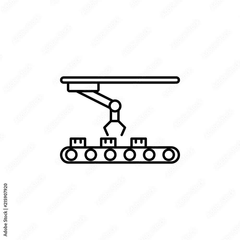 Poster robot in production icon. element of intelligence icon for mobile concept and web apps. thin line ro