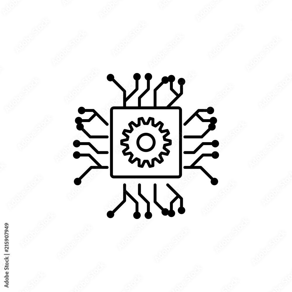 Poster chip icon. element of intelligence icon for mobile concept and web apps. thin line chip icon can be 