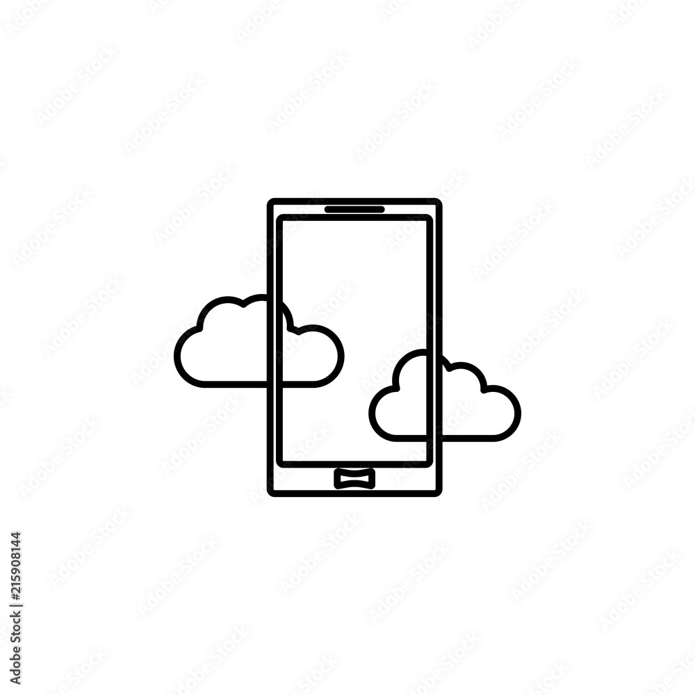 Poster cloud in phone icon. element of intelligence icon for mobile concept and web apps. thin line cloud i