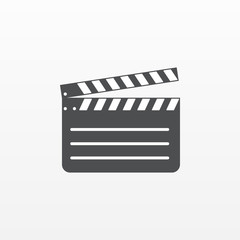 Gray Clapperboard icon isolated on background. Modern flat pictogram, business, marketing internet c