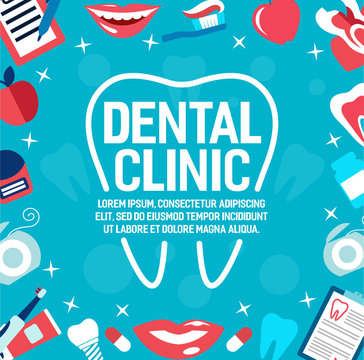 Vector poster of dental clinic tooth and smile