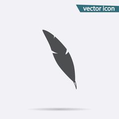 Gray Feather icon isolated on background. Modern flat pictogram, business, marketing, internet conce