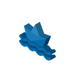 paperboat isometric right top view 3D icon