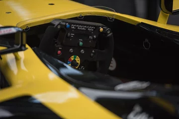 Foto op Plexiglas Racing car steering wheel controls detail © Bob