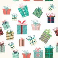 Fabric vector pattern with boxes gifts