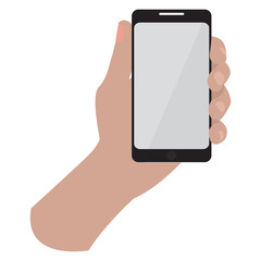 Hand holding a smartphone icon