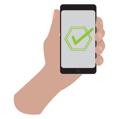 Hand holding a smartphone icon