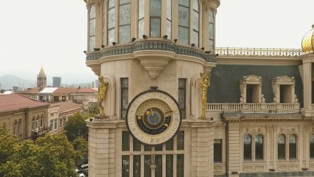 Astronomical clock in Batumi, building on corner of Europe square, tourism