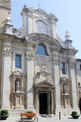 Fototapeta na wymiar Front entrance to Pitigliano cathedral, Tuscany, Italy