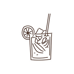 Summer drink in trendy doodle hand drawn style. Vector illustration with fresh cocktail drink