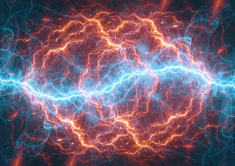 Fire and ice lightning, abstract electrical background