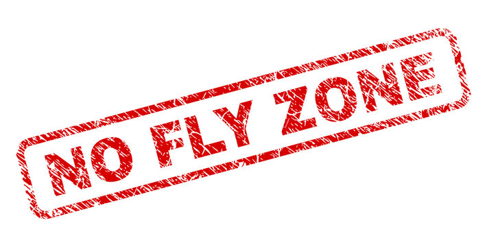 NO FLY ZONE stamp seal print with distress style. Red vector