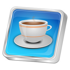 Button with a Cup of Coffee - 3D illustration