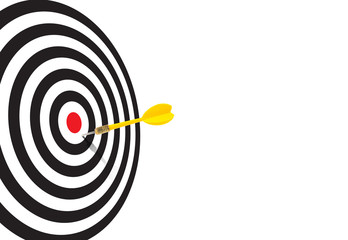 Yellow dart missed the center of target, Keep trying concept