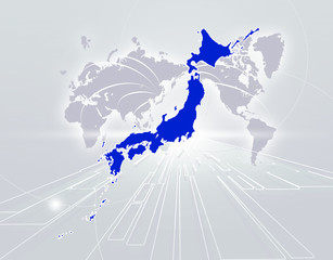 ビジネス背景　ビジネス　グローバル　世界地図　日本地図　ビジネスマン