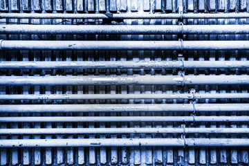 Industrial zone, A lot of pipelines on the wall