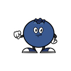 Cartoon Blueberry Character Pointing