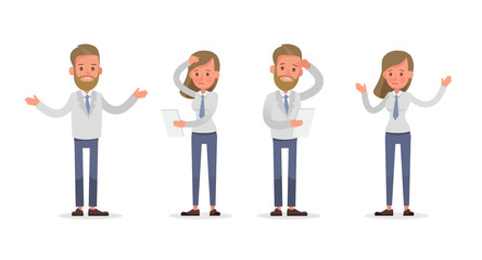 Set of Businessman and Businesswoman character vector design. Presentation in various action with emotions and working. no2