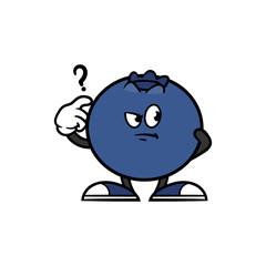 Cartoon Confused Blueberry Character