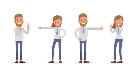 Set of Businessman and Businesswoman character vector design. Presentation in various action with emotions and working. no13