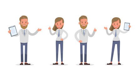 Set of Businessman and Businesswoman character vector design. Presentation in various action with emotions and working. no16