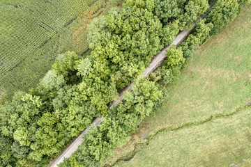 Fototapeta na wymiar recreational Katy Trail in MIssouri - aerial view
