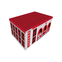 Isolated isometric fire station building icon